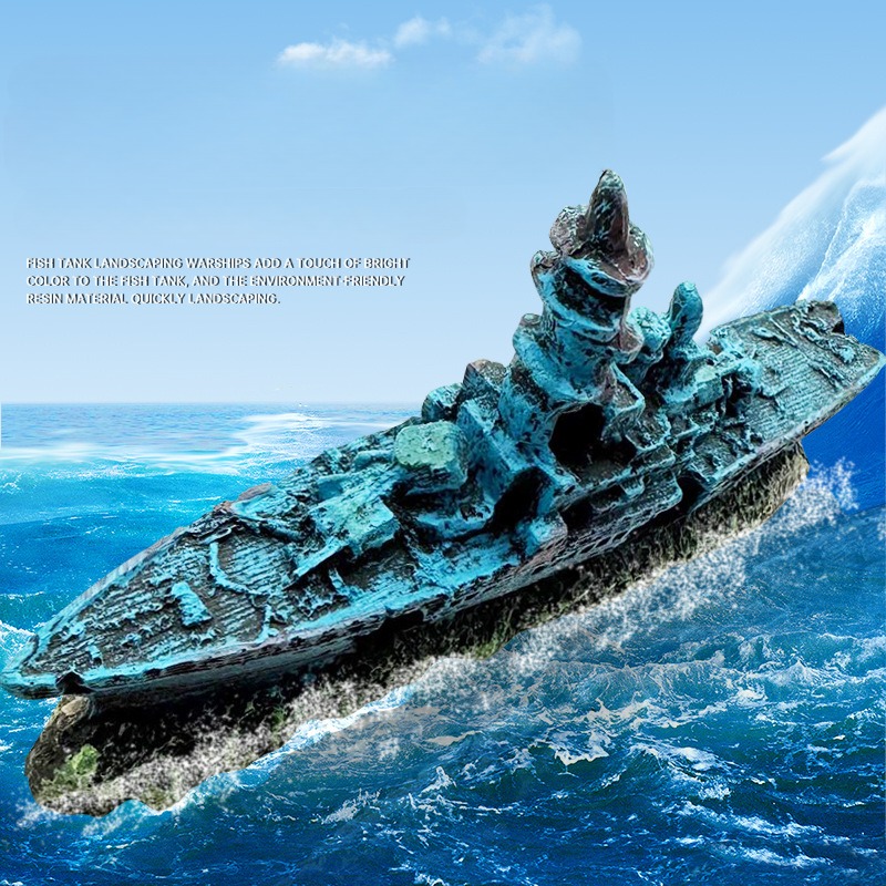 Aquarium Marina - Harz beschädigte Marine Krieg Boot Schiff