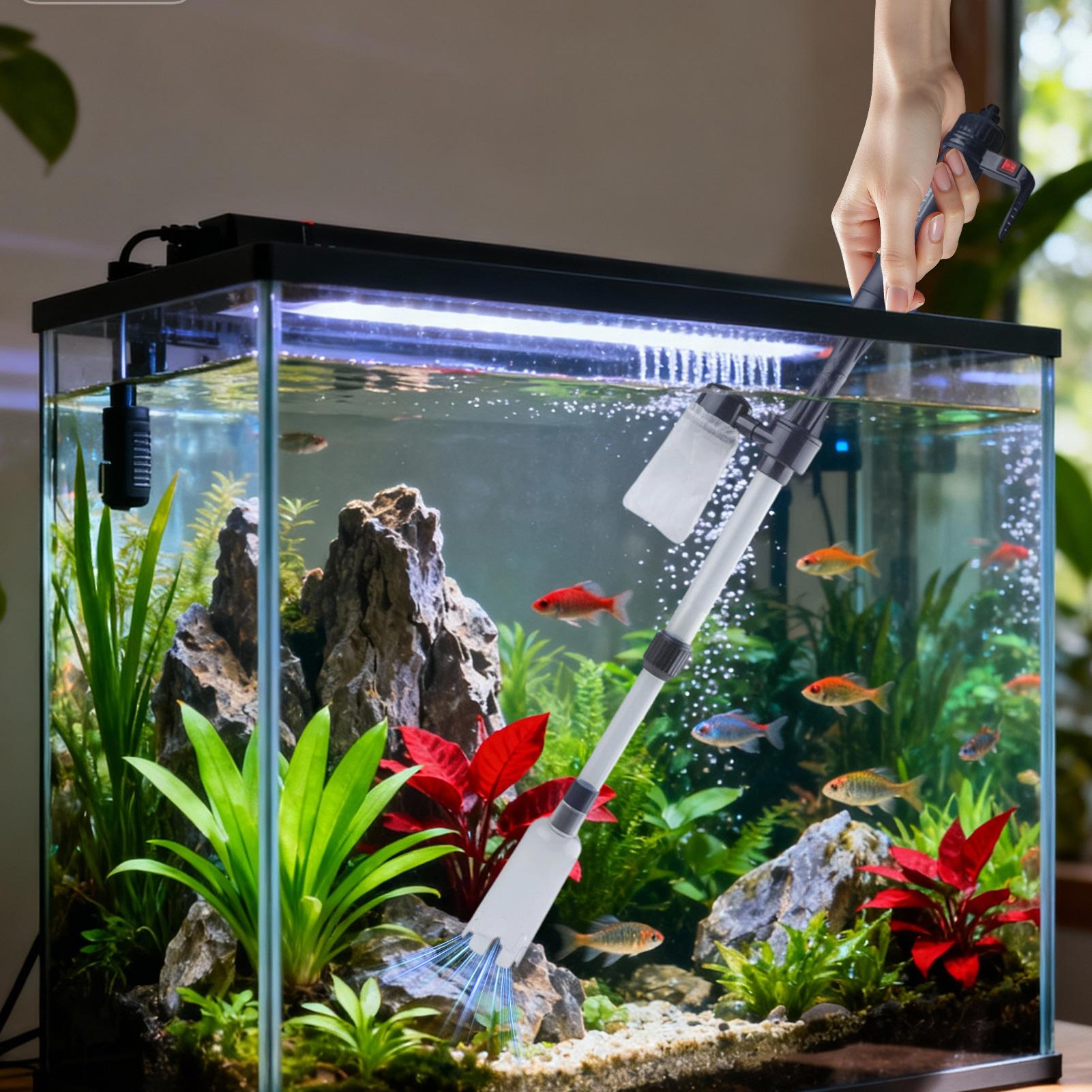 Marine Aquarium Vacuum - 3-in-1 Aquarium-Staubsauger, Kiesreiniger, Fischbecken-Staubsauger mit Wasserwechselsystem,
