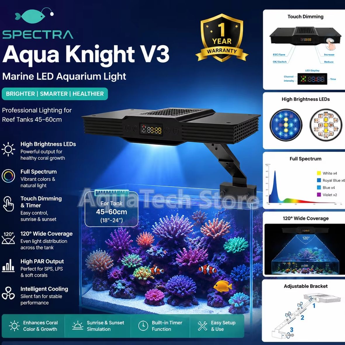 Marine Aquarium Reef - Spectra Aqua Knight V3 75 W